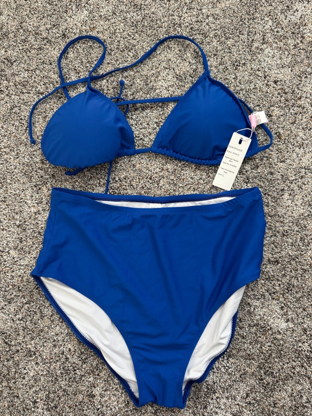 High-waisted Royal Blue Two-Piece Bikini Set